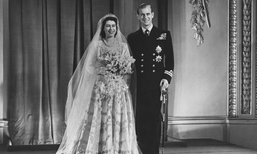 The Queen s  70 year old fresh and timeless wedding  dress  